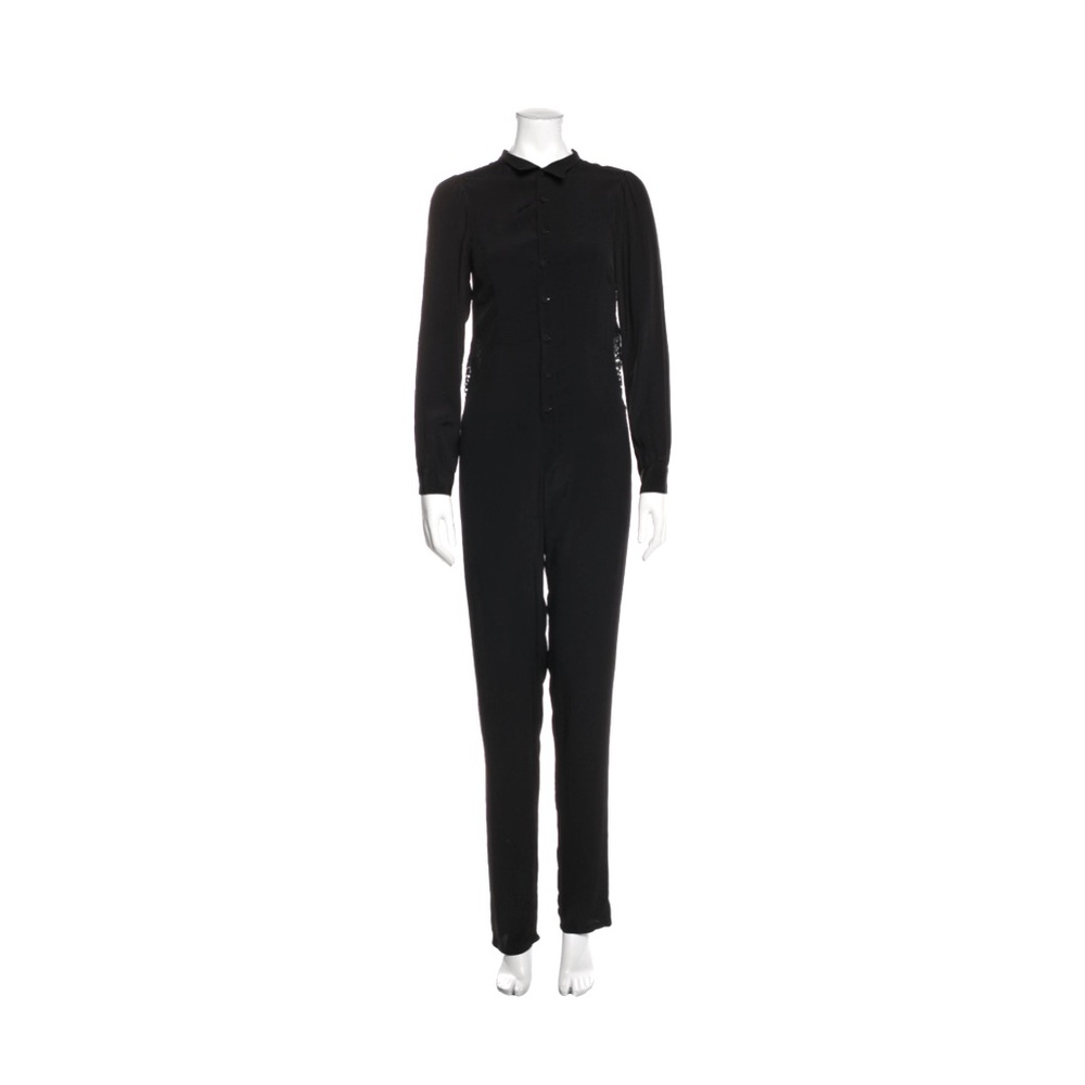 For Love & Lemons Black Buttoned Down open lace back jumpsuit XS
